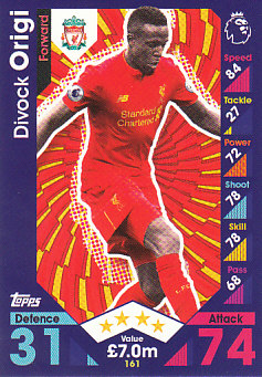 Divock Origi Liverpool 2016/17 Topps Match Attax #161